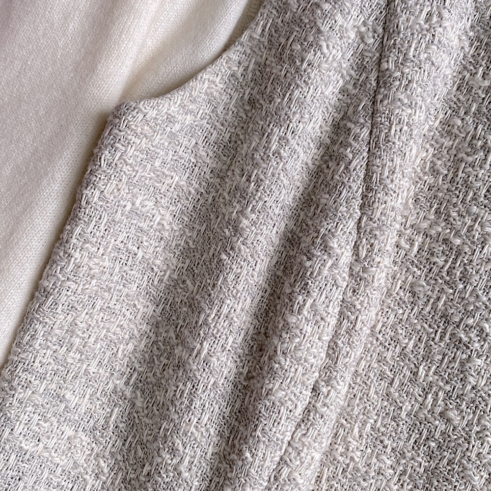 MM LAFLEUR LINDSAY COTTON TWEED SWING DRESS ELEGANT ROMANTIC CAREER Gray Ivory 6 - Picture 6 of 10